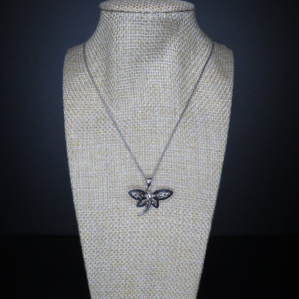 Silver Tone Chain Necklace with Dragonfly Charm